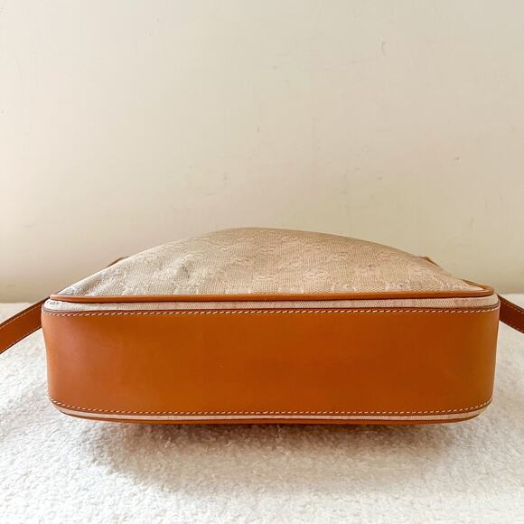 Vintage GUCCI Tan Leather and Canvas Crossbody Bag - Picture 4 of 13